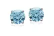Paris Jewelry Rhodium Plated Silver 1.30 Ct Round Aquamarine CZ Stud Earrings - Second Medium