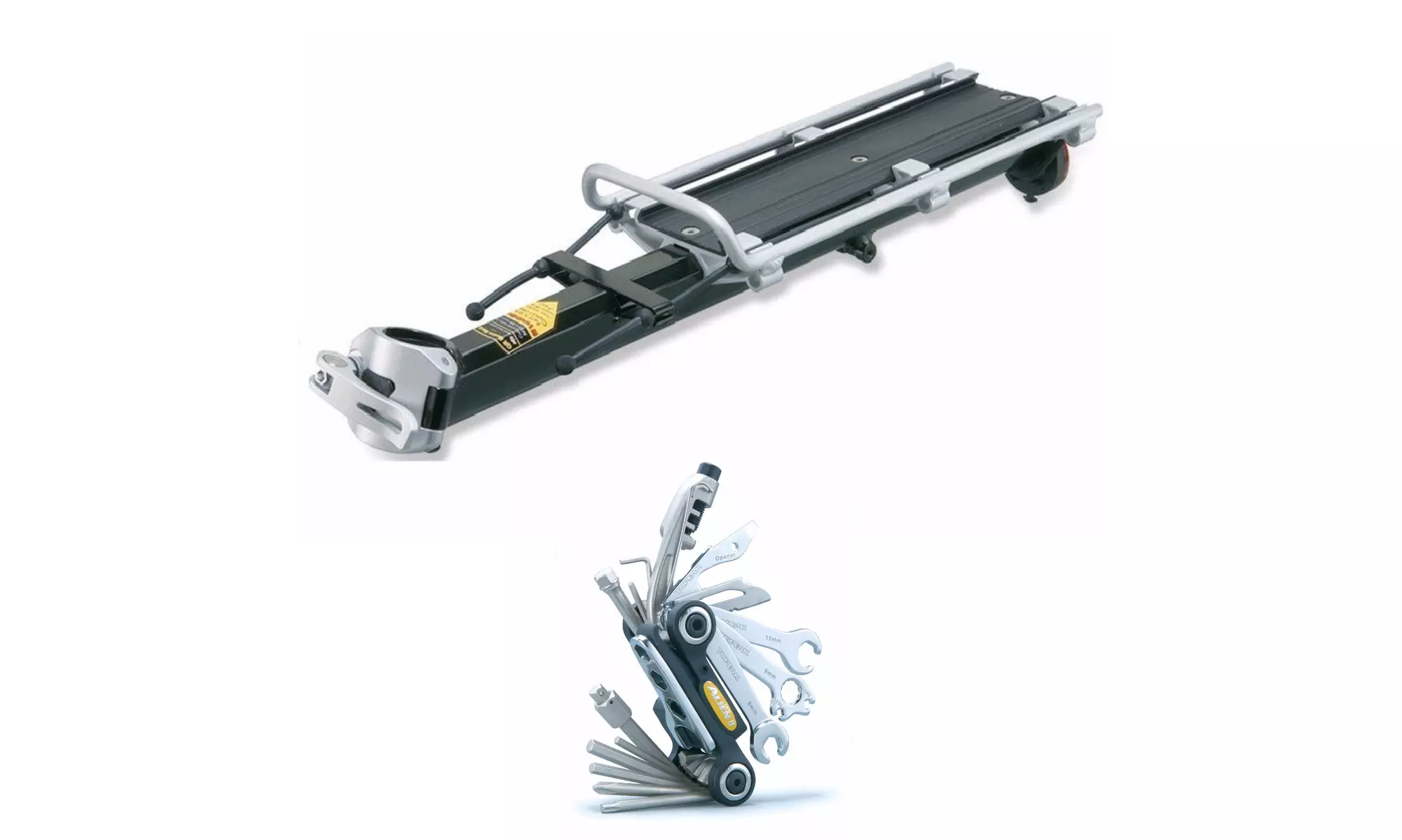 Topeak QR Beam Rack MTX Bicycle Rack (E-Type) and Alien II Bike Multi-Tool Kit - Primary Image