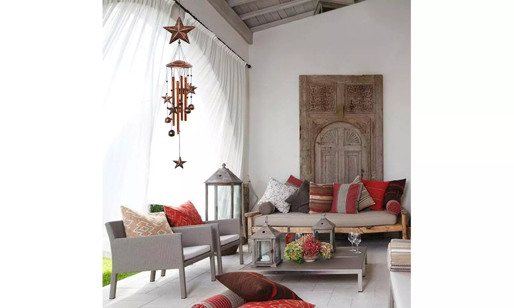 BLESSEDLAND Star Wind Chimes-4 Hollow Aluminum Tubes - Second Medium