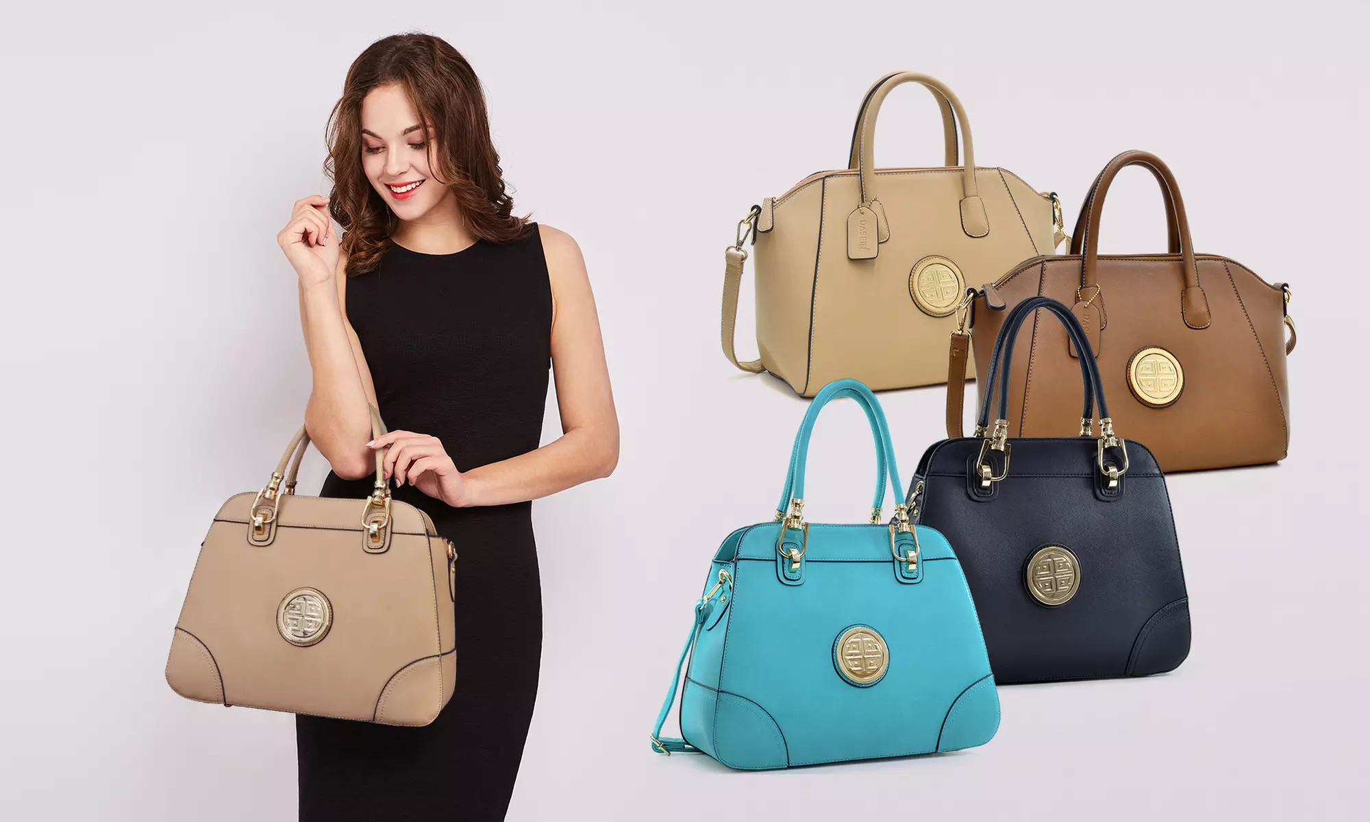 MMKP collection Gemma Satchel Handbag with Removable Shoulder Strap - Primary Image
