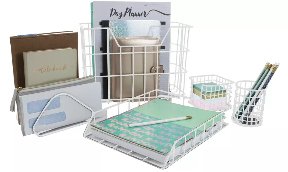 Sorbus Wire Metal 5 in 1 Desk Organizer Set- Four Color Options - Primary Image