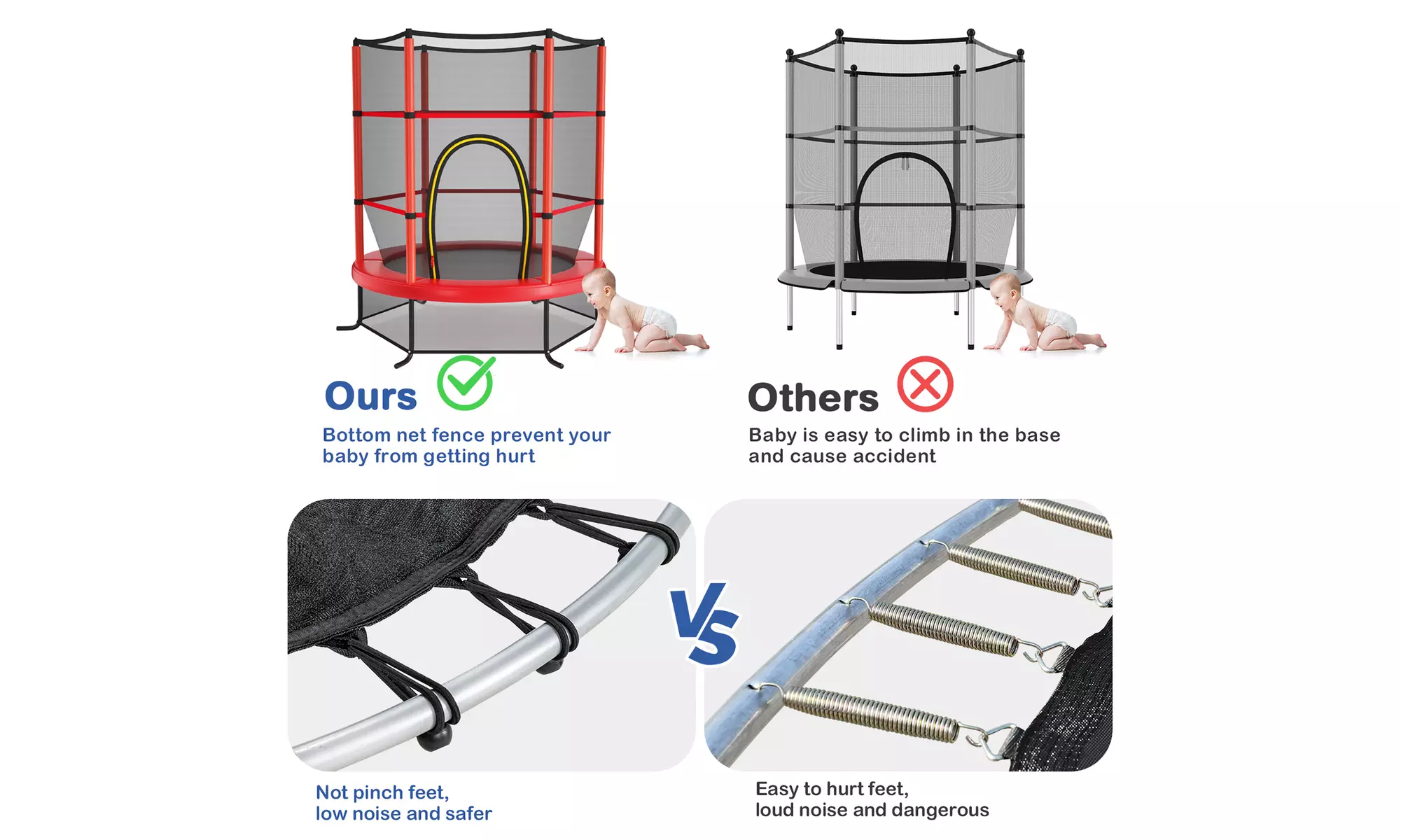 Youth Jumping Round Trampoline 55'' Exercise W/ Safety Pad Enclosure Combo Kids