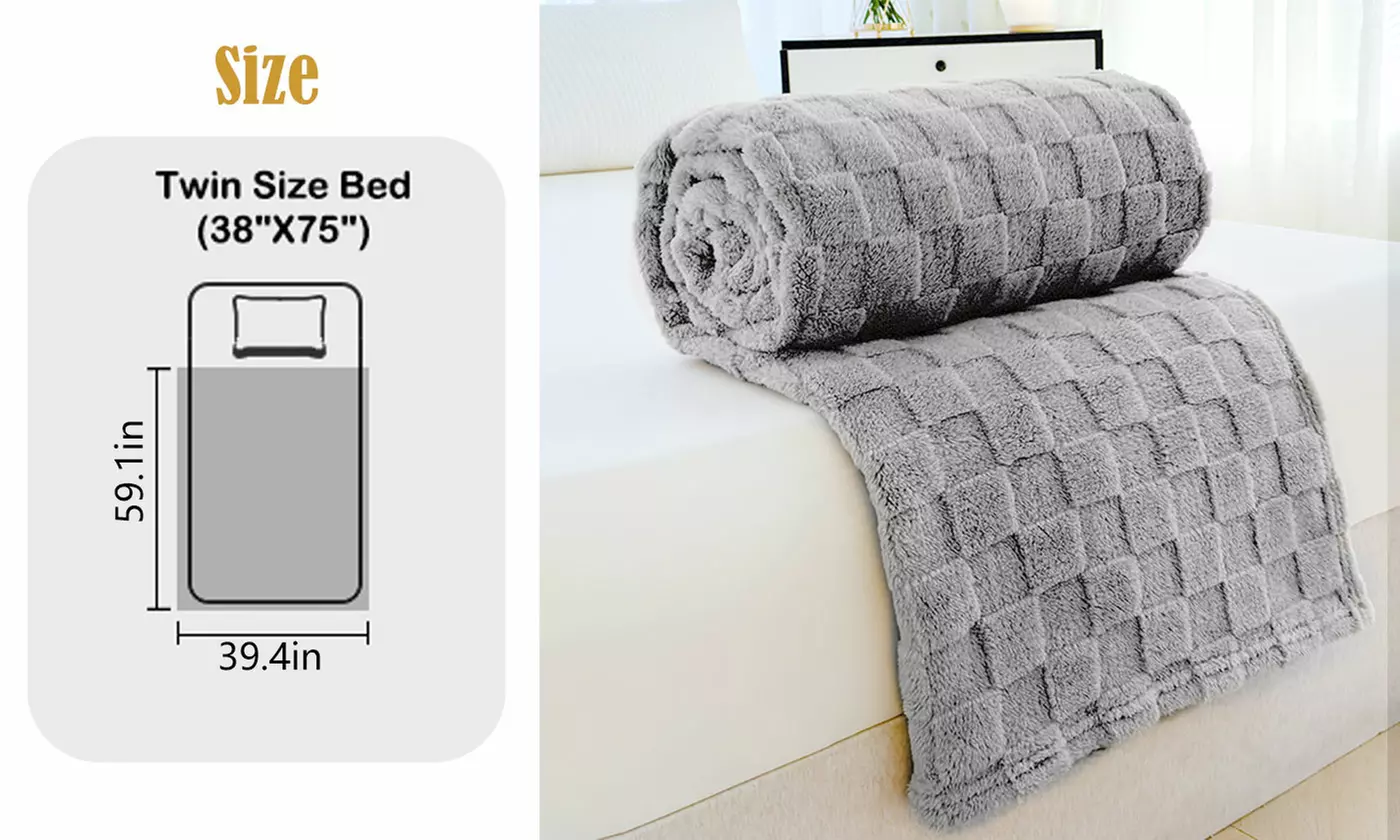 ItBelongs2U 59" Soft Cozy Fleece 3D Checkered Throw Blanket for Couch Warmer