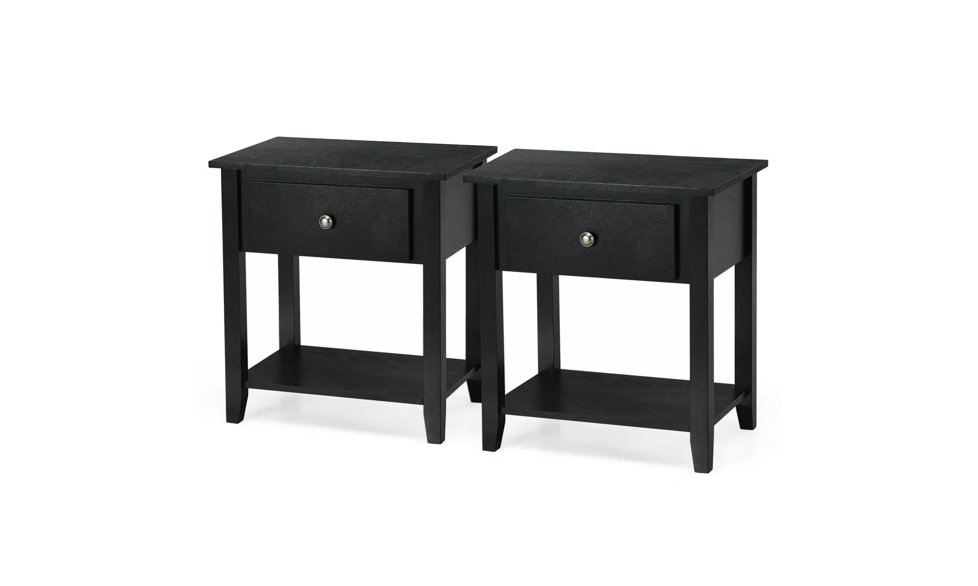 Costway 2PCS Nightstand Sofa End Side Table W/ Storage Drawer Black