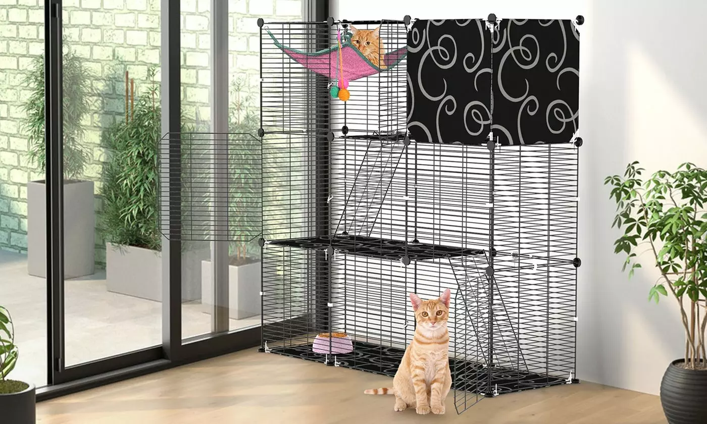 iMounTEK 2-Tier and 3-Tier Cat Cages Indoor Pet Playpens for 1-2 Cats