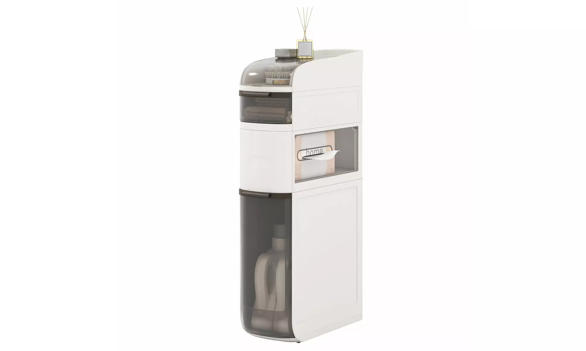 Costway Narrow Bathroom Storage Cabinet with Drawers Tissue Box Wheels