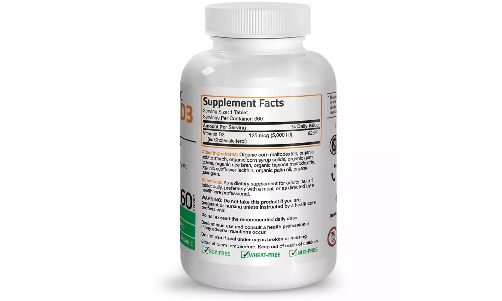 New Dietary Supplement Vitamin D3 5,000 IU High Potency USDA Organic Vitamin D - Second Medium