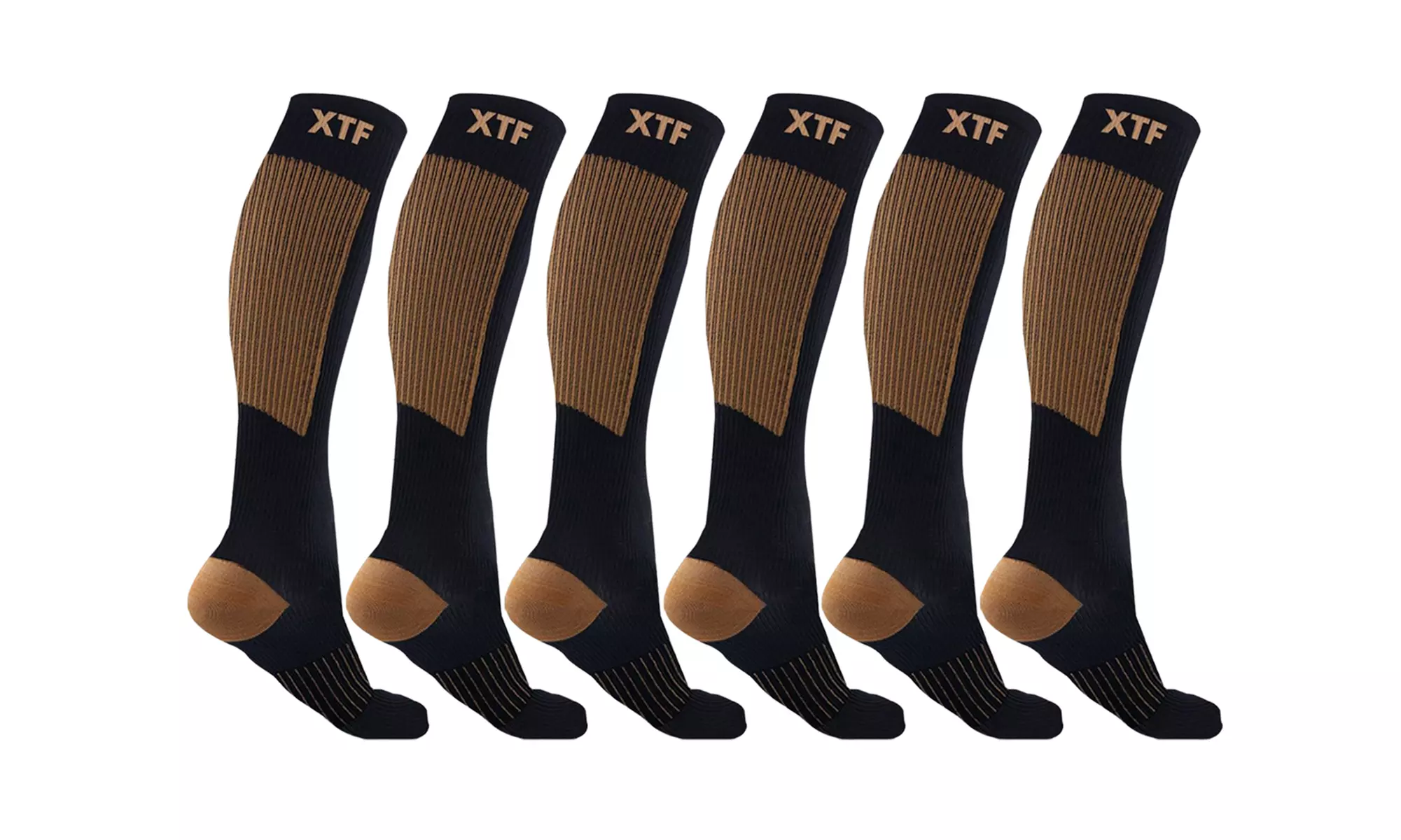 XTF Copper-Infused Graduated Collection Knee-High Compression Socks (6-Pairs) - Second Medium