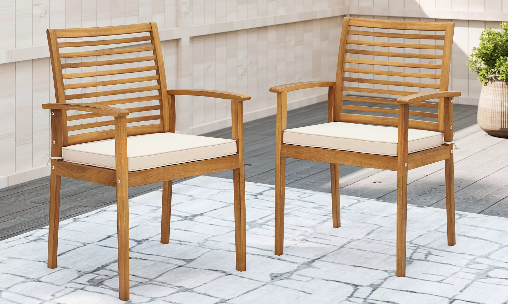 Two or Four Costway Patio Dining Chairs with Removable Padded Cushions
