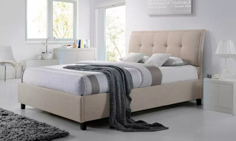 Lea Modern and Contemporary Queen Size Fabric Ottoman Storage Platform Bed - Primary Image