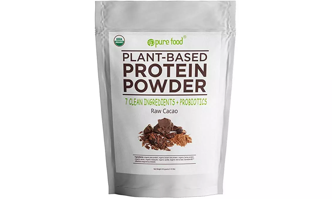 Plant Based Protein Powder with Probiotics Raw Cacao Chocolate, 512 Gram Pouch - Primary Image