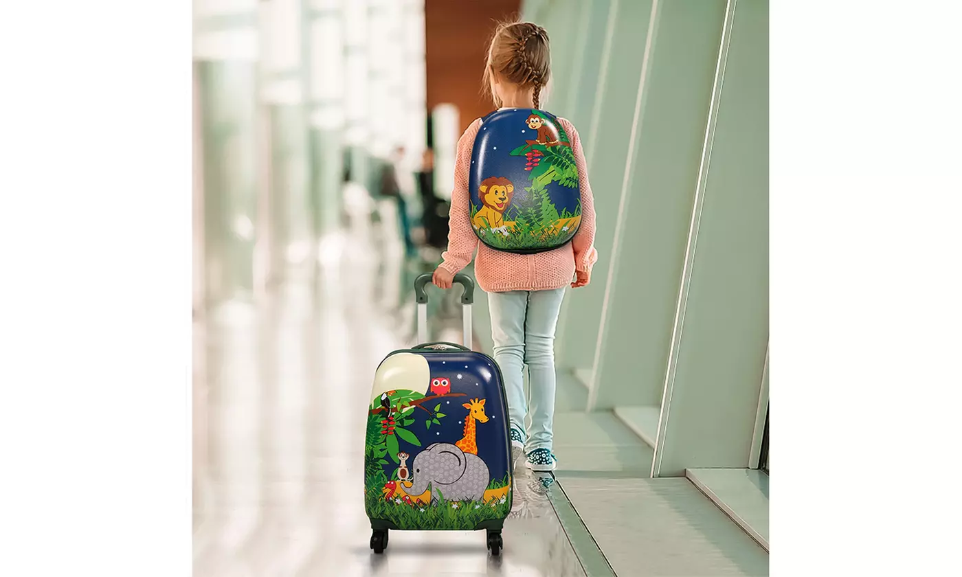 2 PCS Kids Luggage Set 12" Backpack and 16" Spinner Case Travel Suitcase - Primary Image