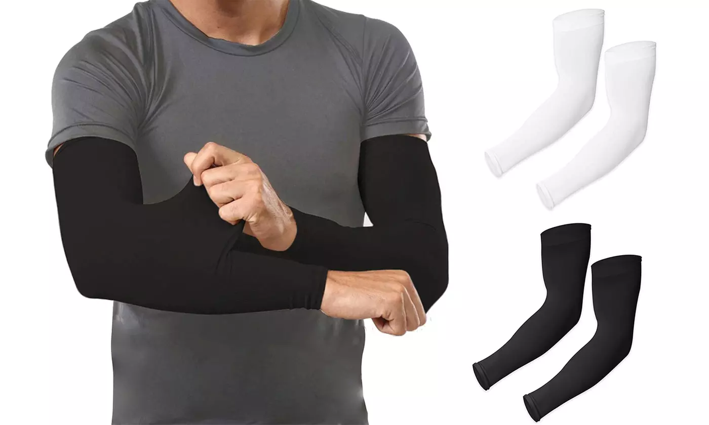 2 Pair Cooling Arm Sleeves Cover UV Sun Protection Athletic Sport Outdoor - Primary Image