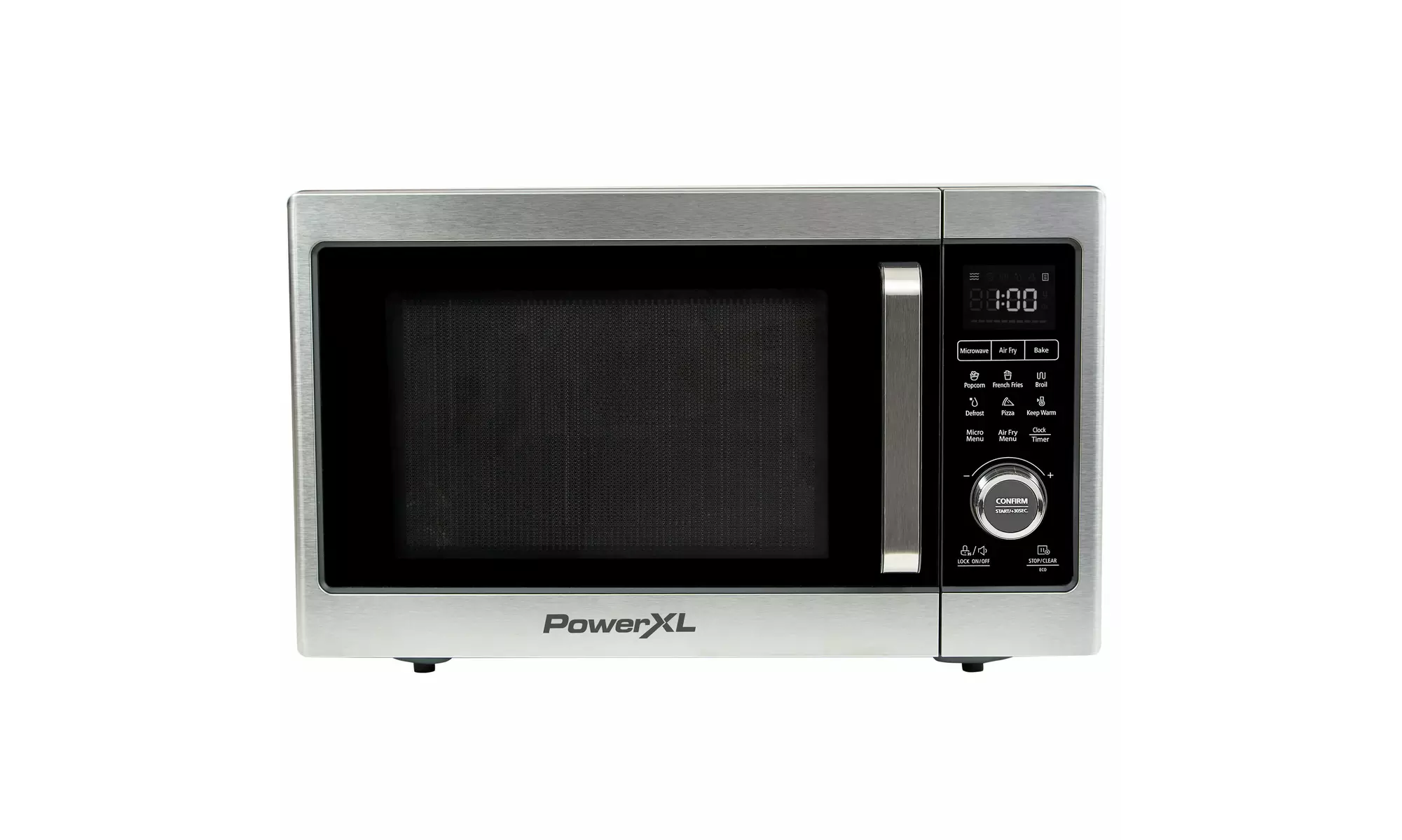 PowerXL BDK02 Microwave Air Fryer Plus Stainless Steel Black 1cu. ft- Renewed
