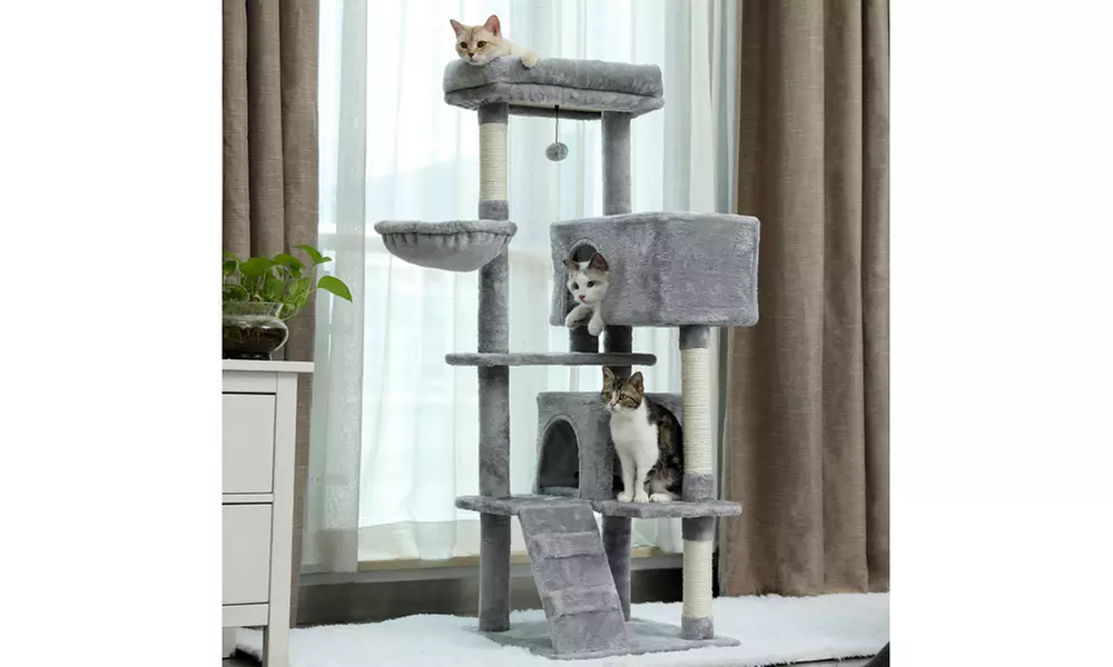 Multi-functional Cat Tree Tower with Sisal Scratching Post, 2 Cozy Condos - Primary Image