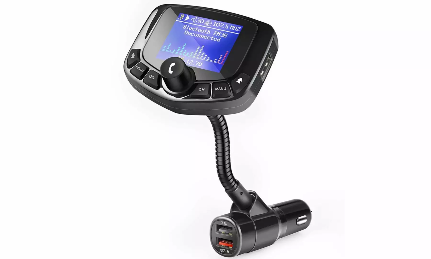 Wireless In-Car Bluetooth FM Transmitter Radio Adapter Car Kit USB Car Charger - Primary Image