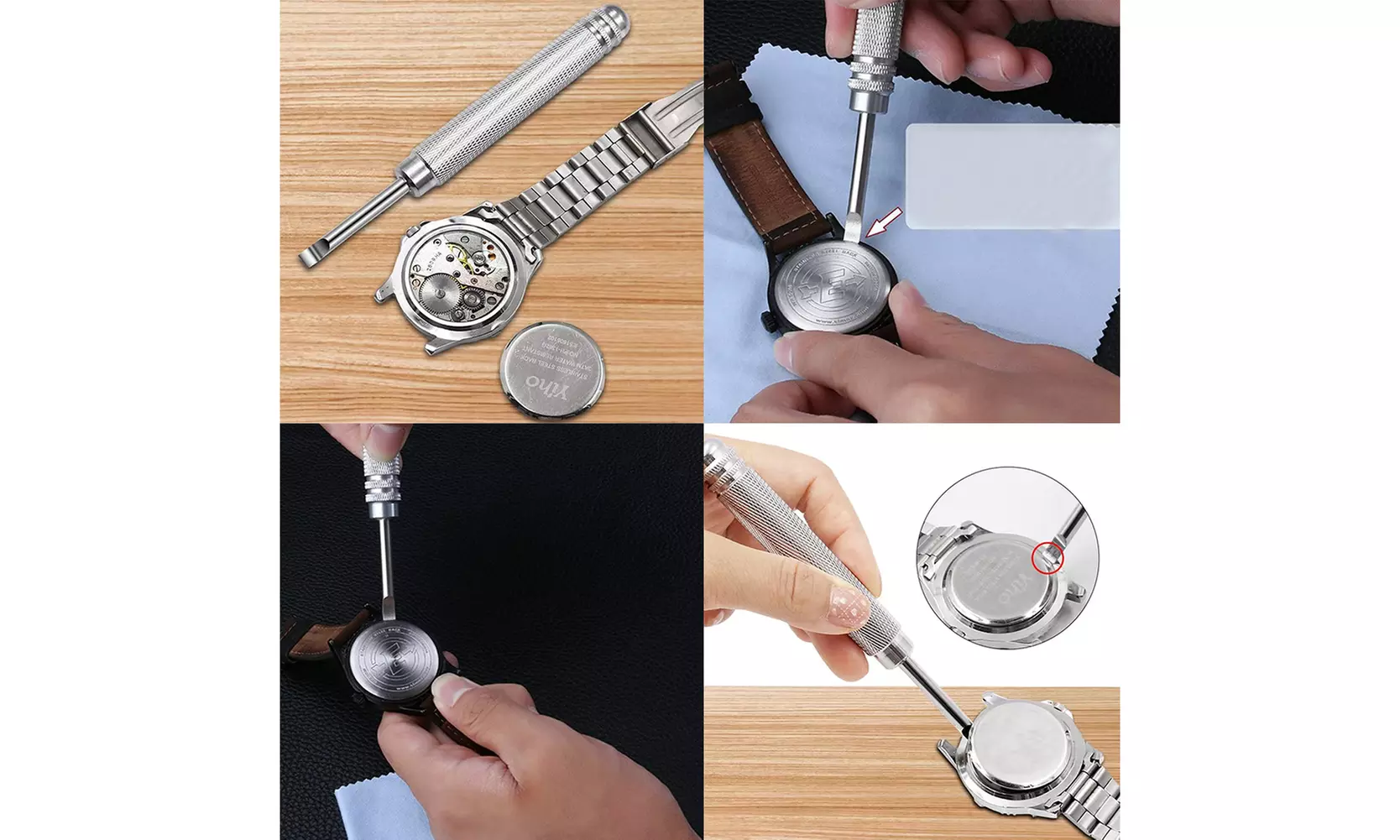 US 1-2 Pc Metal Watch Back Cover Opener Watch Repair Tool Battery Removal Pry