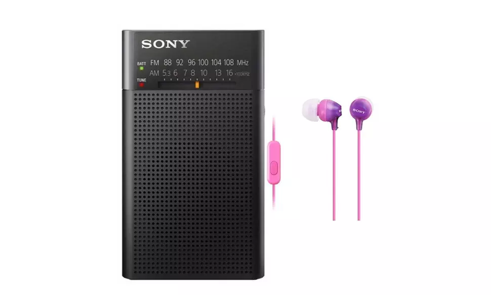 Sony  Portable AM/FM Radio with Fashion Color EX Series In-Ear Earbud Headphones - Primary Image
