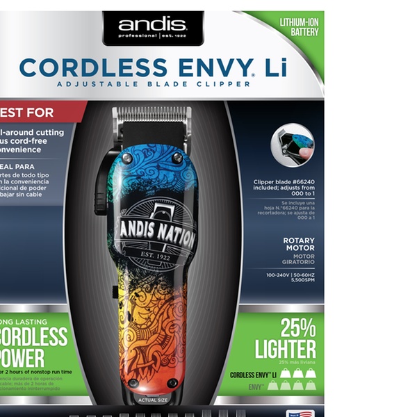 andis cordless envy li nation adjustable blade clipper 73045