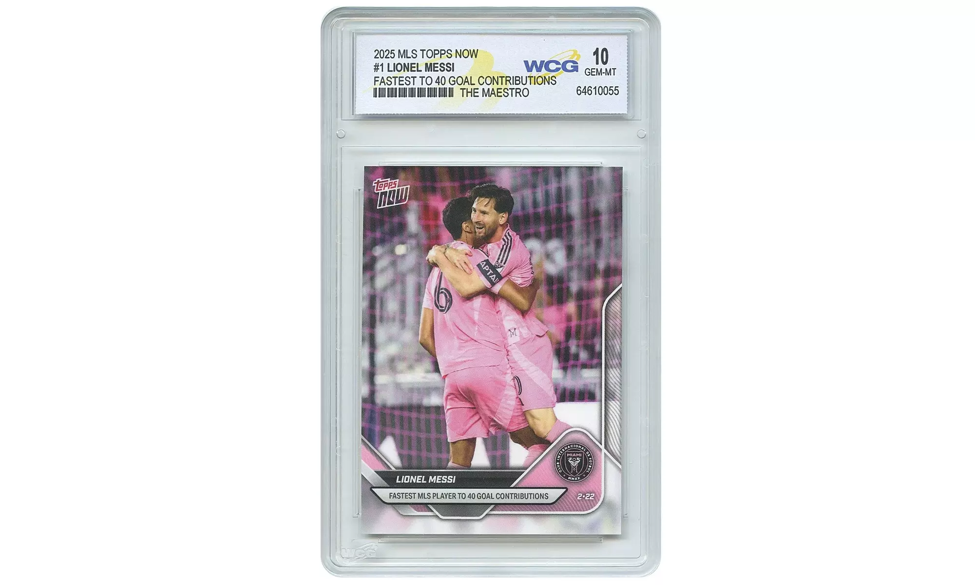 2025 MLS Topps Now LIONEL MESSI Fastest 40 Goal in History Card #1 Gem Mint 10