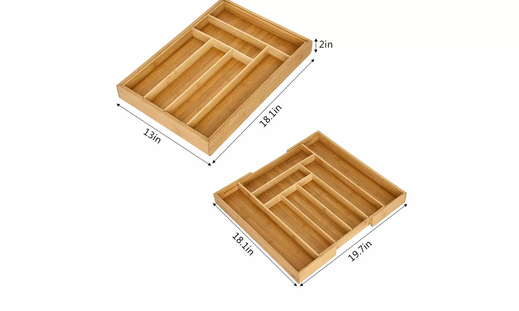 voberry Bamboo Expandable Drawer Organizer Kitchen Cutlery and Utensil Tray - Second Medium