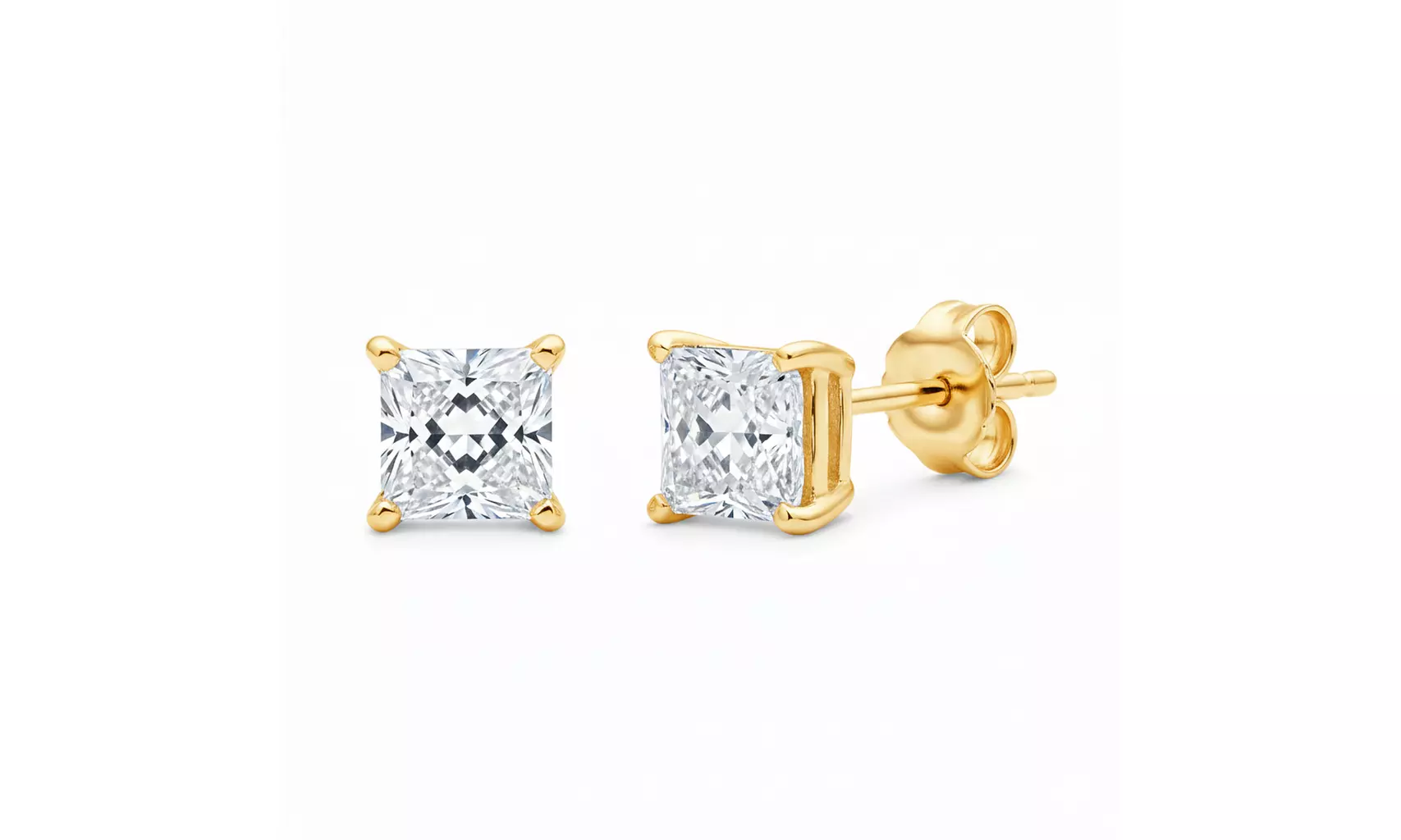 14K Rose White & Yellow Gold Round cut Created Diamond 1/4, 1/2 ct Stud Earrings