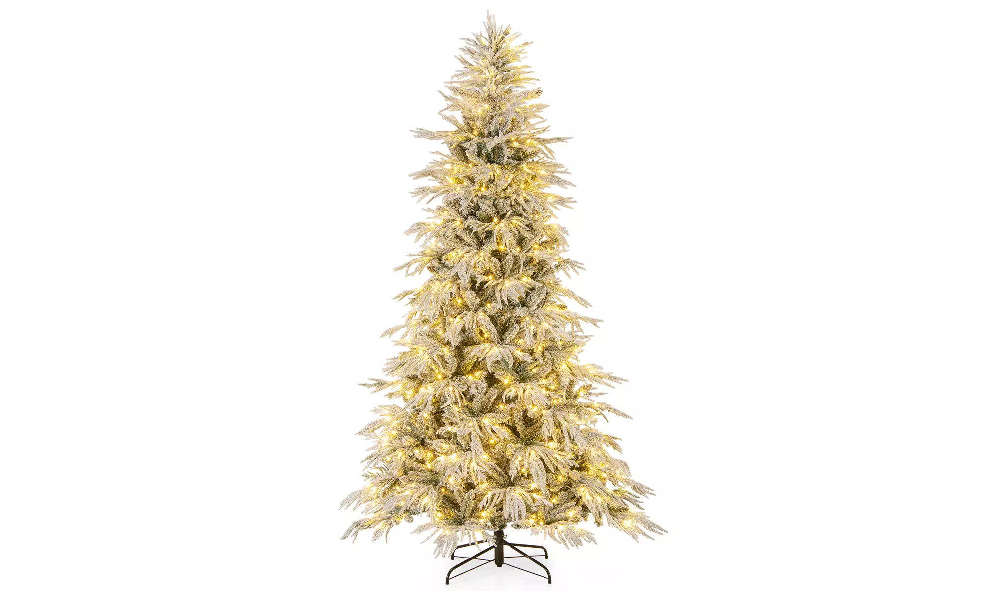 Costway Pre-Lit Artificial Christmas Tree with Branch Tips | Warm White LED Lights | Easy Setup & Home Decor