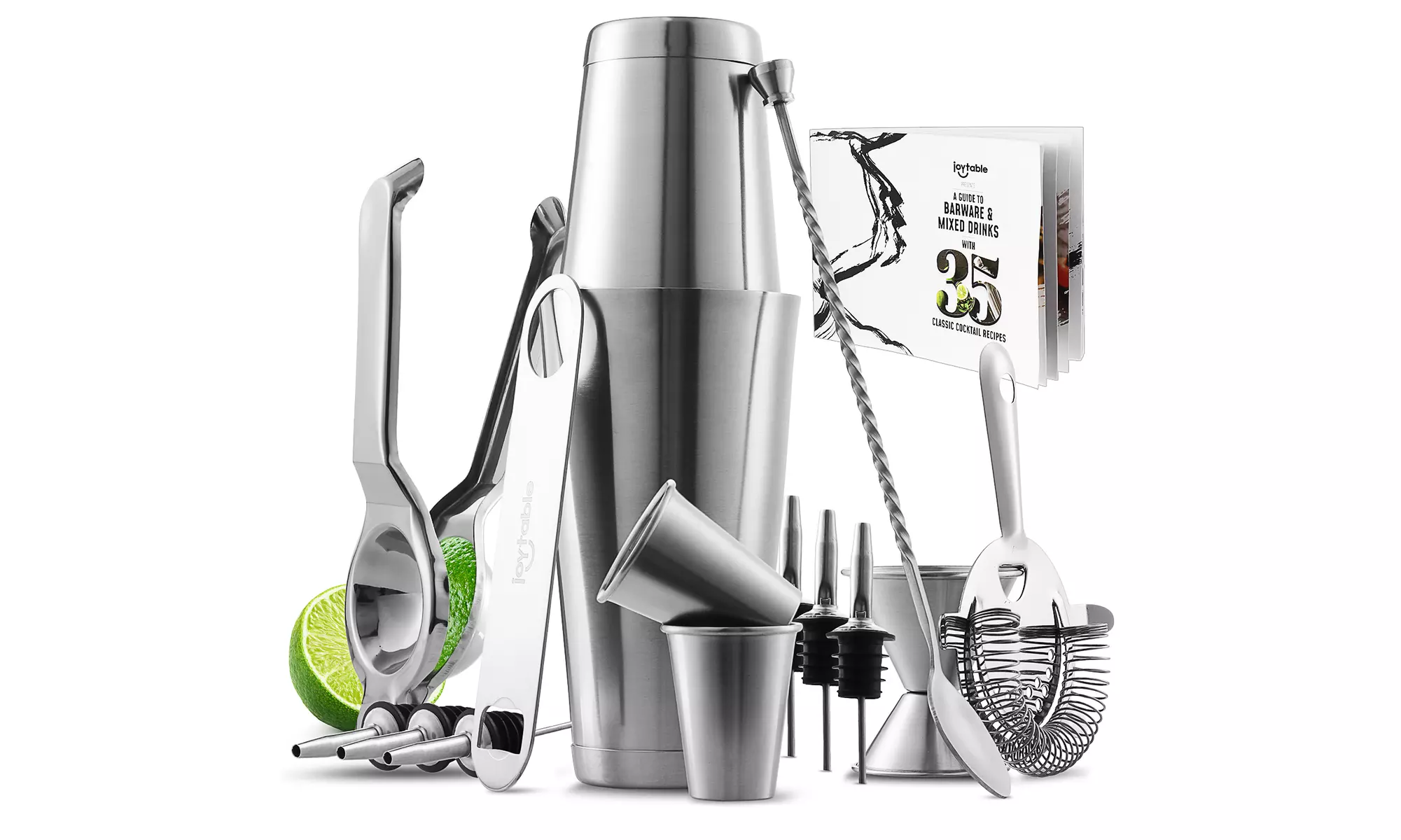 JoyTable Cocktail Shaker Home Bar Set - 16 Piece Bar Set Tools Bartender Kit 