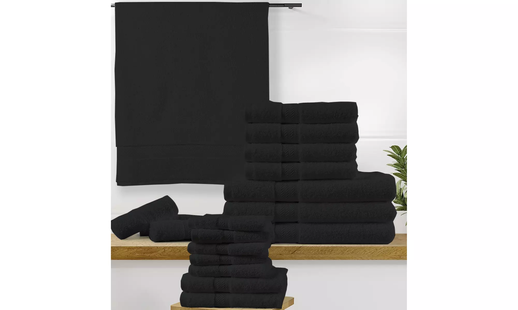 Plush & Highly Absorbent 100% Cotton 18 Piece Bath Towel Set - Primary Image