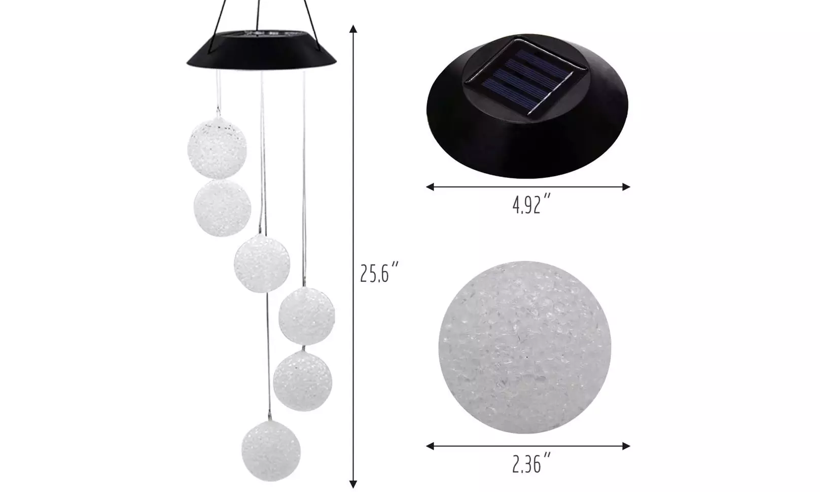 2 Pack Solar Crystal Ball Wind Chime, Color Changing