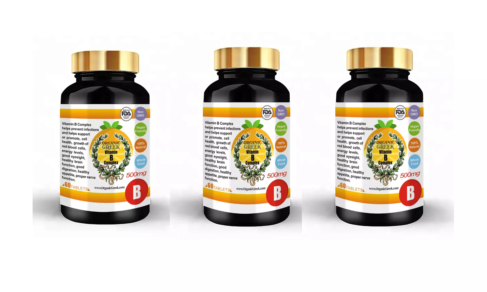 Vitamin B Complex Supports Production of Energy,Healthy Nervous System Pack Of 3 - Primary Image