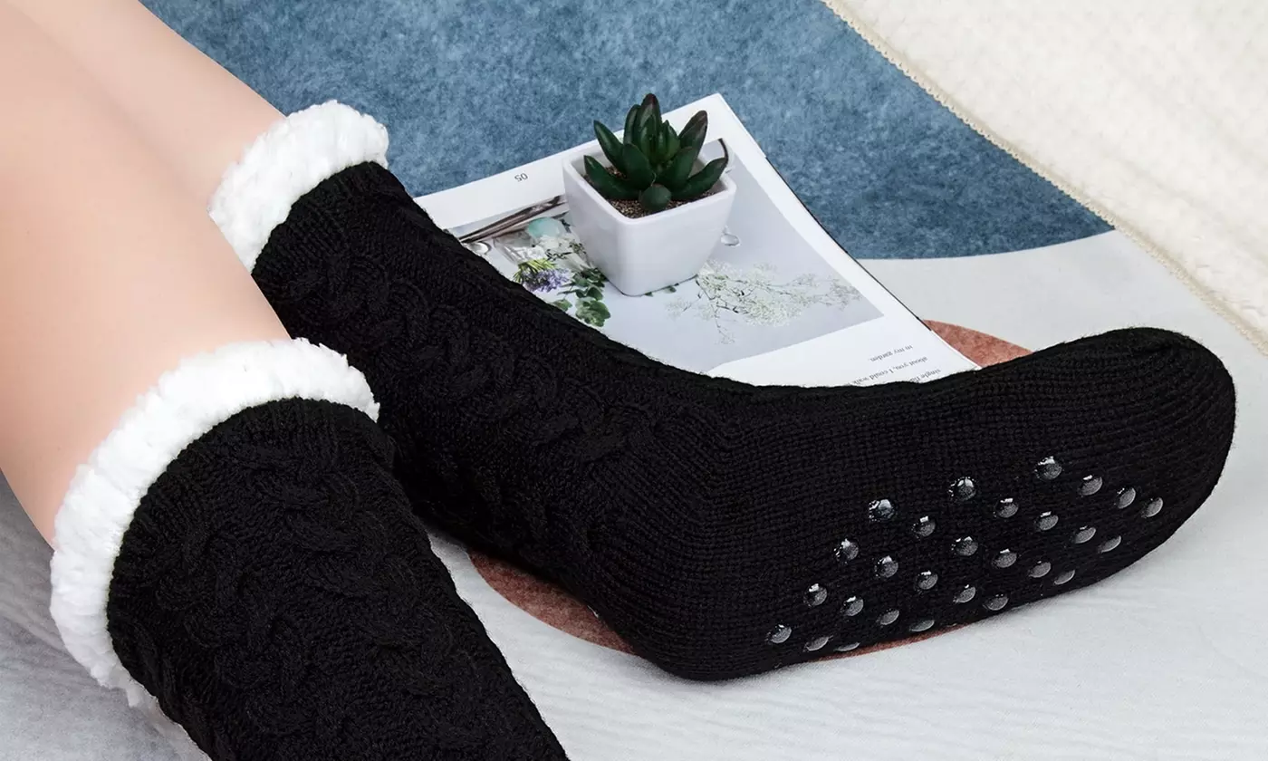 ItBelongs2U Women's Winter Fuzzy Fleece-Lined Non-Slip Socks