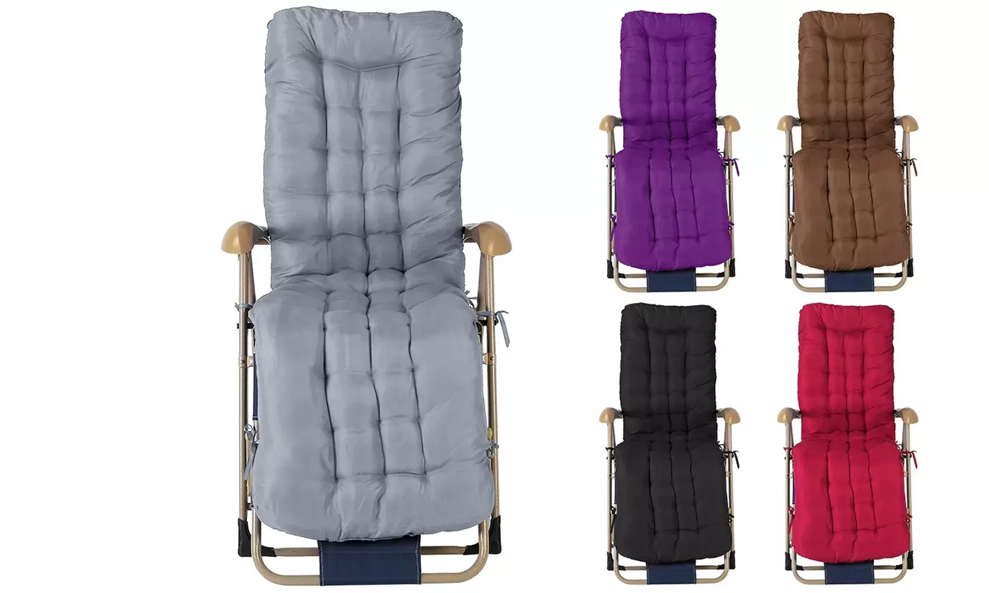 NewHome Outdoor Chaise Lounge Chair Cushion with Thick Padding and Ties