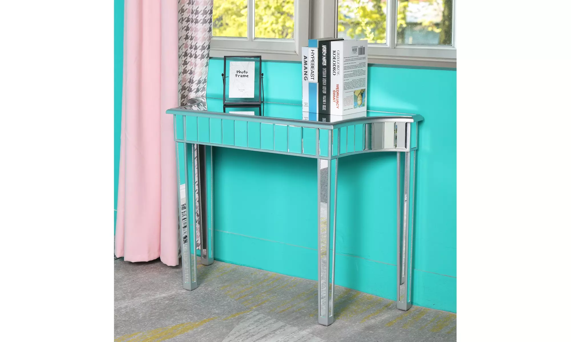 Mirrored Console Table Vanity Desk Entryway Table for Hallway Living Room Foyer - Primary Image