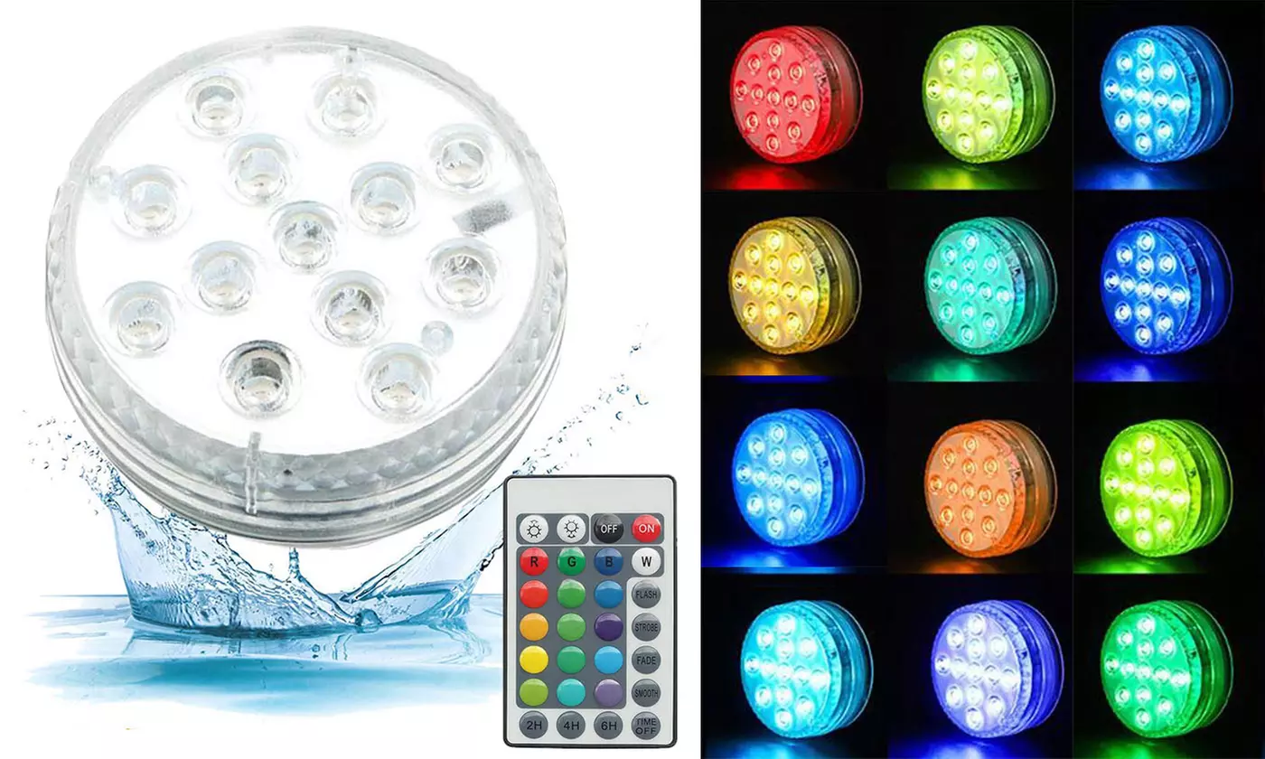 1-4 Pack Color Changing Waterproof LED Lights w/ Remote Pools Bath Tubs Showers - Primary Image