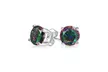 Round Brilliant Cut Simulated Rainbow Topaz CZ Stud Earrings 925 Silver (9mm) - Second Medium