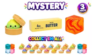 3-Pack: Squishy Sensory Stress Relief Fidget Toys - Butter, Dumpling, Cube