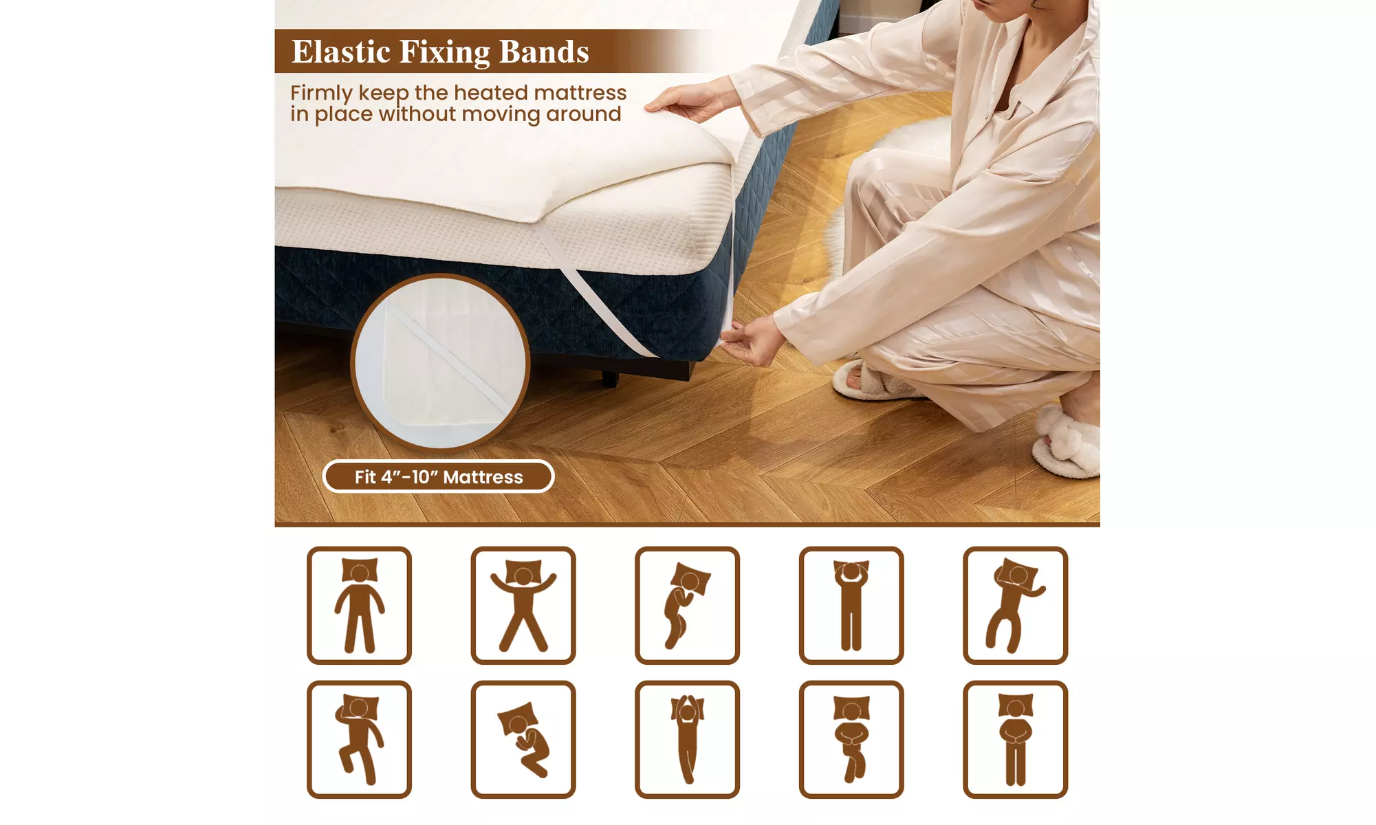 Costway Machine Washable Electric Bed Warmer W/ Overheat Protection