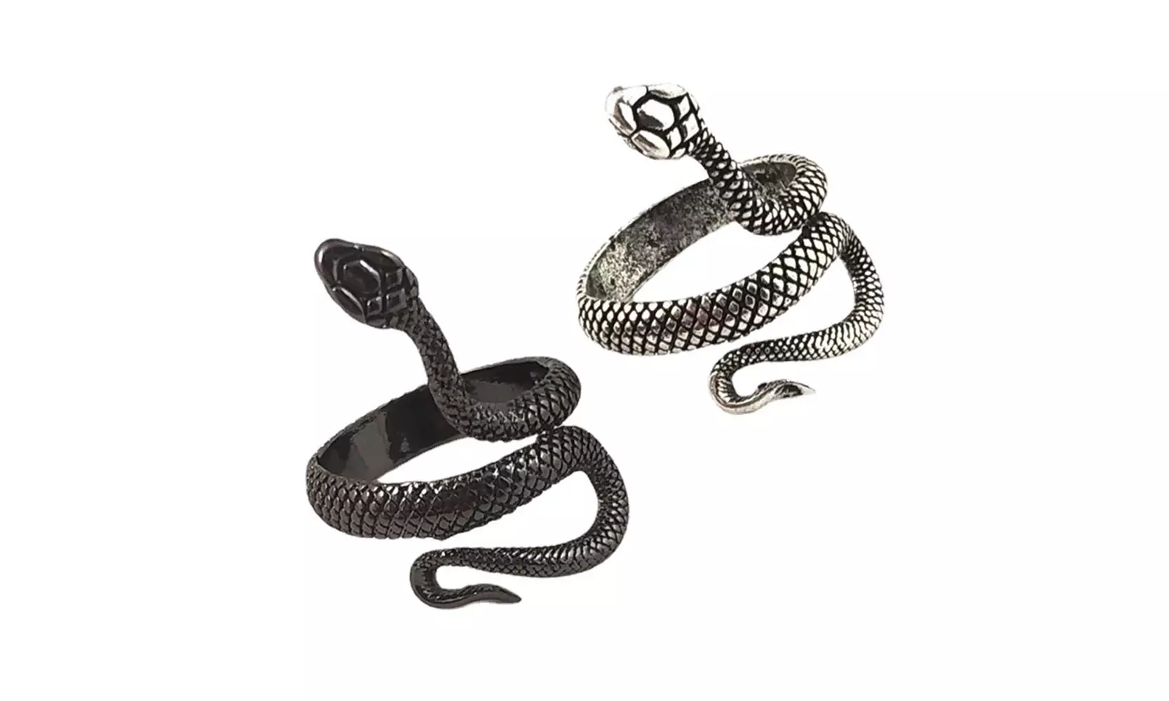 US 1-2 Stainless Steel Ring Snake Gothic Jewelry Retro Animal Adjustable Unisex