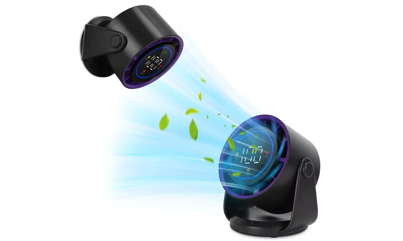 iMounTEK 100-Speed Rechargeable Desk Fan with 120-Degree Tilt & Wall-Mount Hooks
