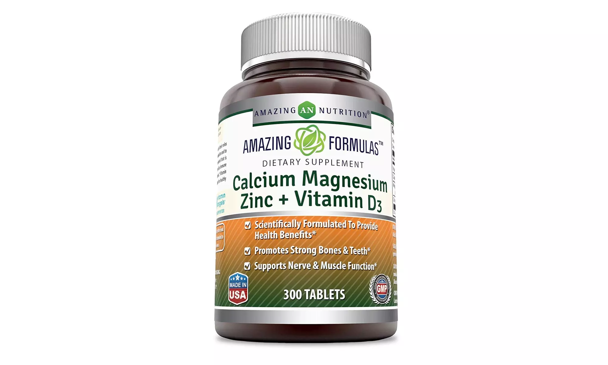 Amazing Formulas Calcium Magnesium Zinc & D3 - 300 Tablets Per Bottle - Second Medium