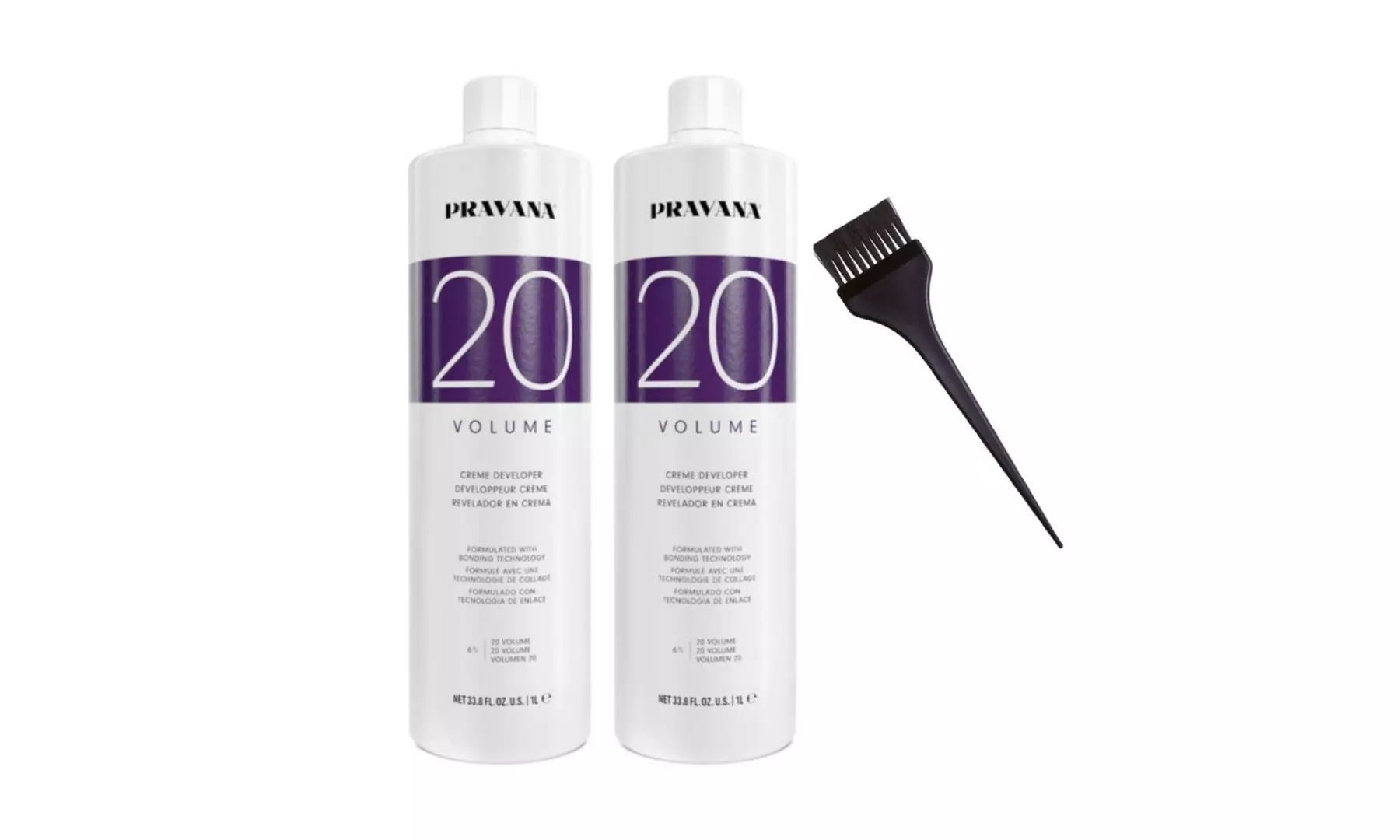 Pravana 20 Volume Creme Developer (6%) 33.8oz (Pack of 2) with Tint Brush - Primary Image