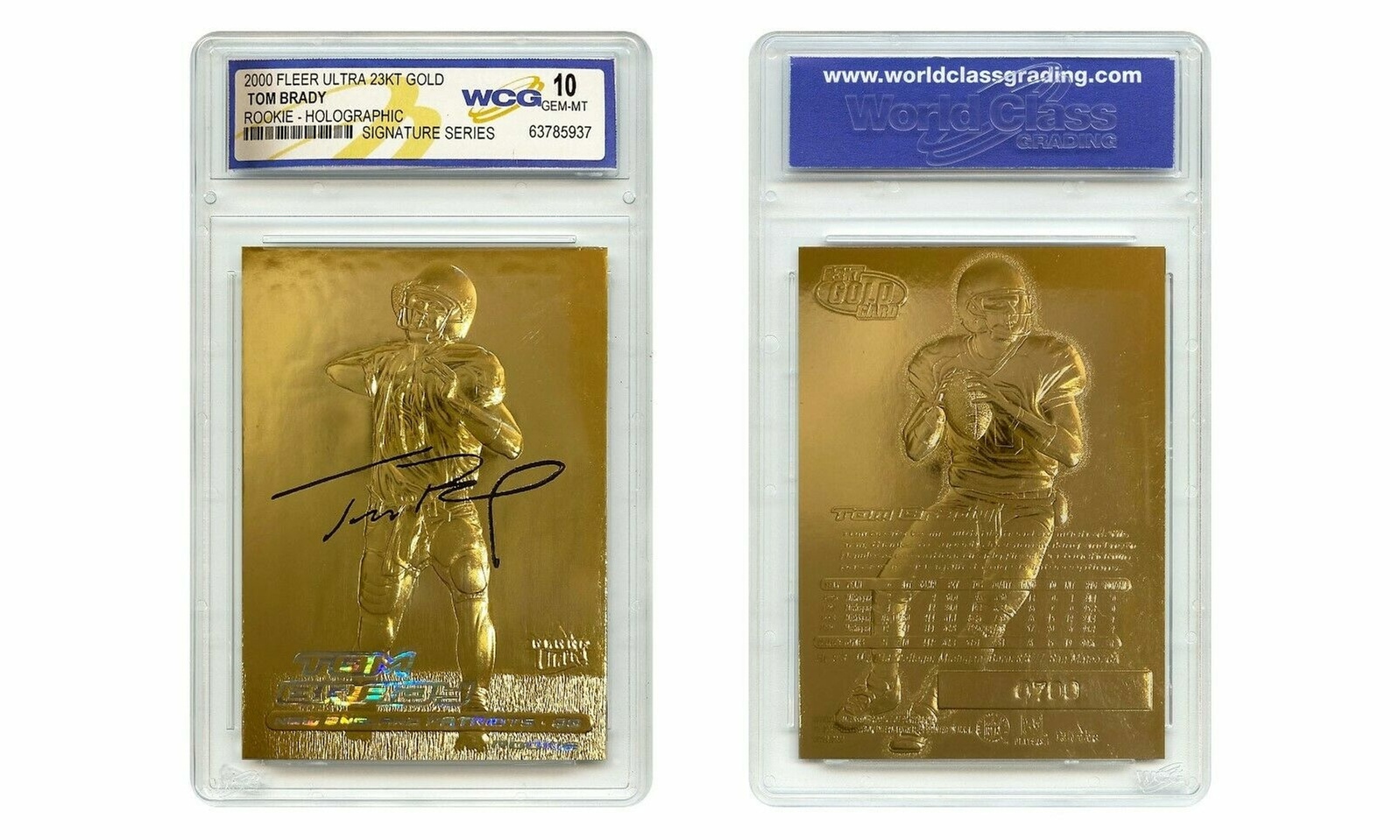 Fleer Tom Brady 2000 Fleer Ultra Holographic Refractor 23K Gold Rookie Card GM10