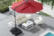 Costway Patio 10FT Hanging Offset Umbrella 32 LED Lights Sand Bag Cross Base - Second Medium