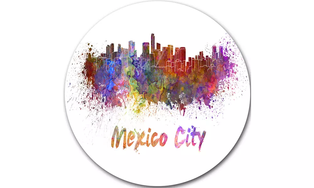 Mexico City Skyline' Cityscape Circle Metal Wall Art - Second Medium