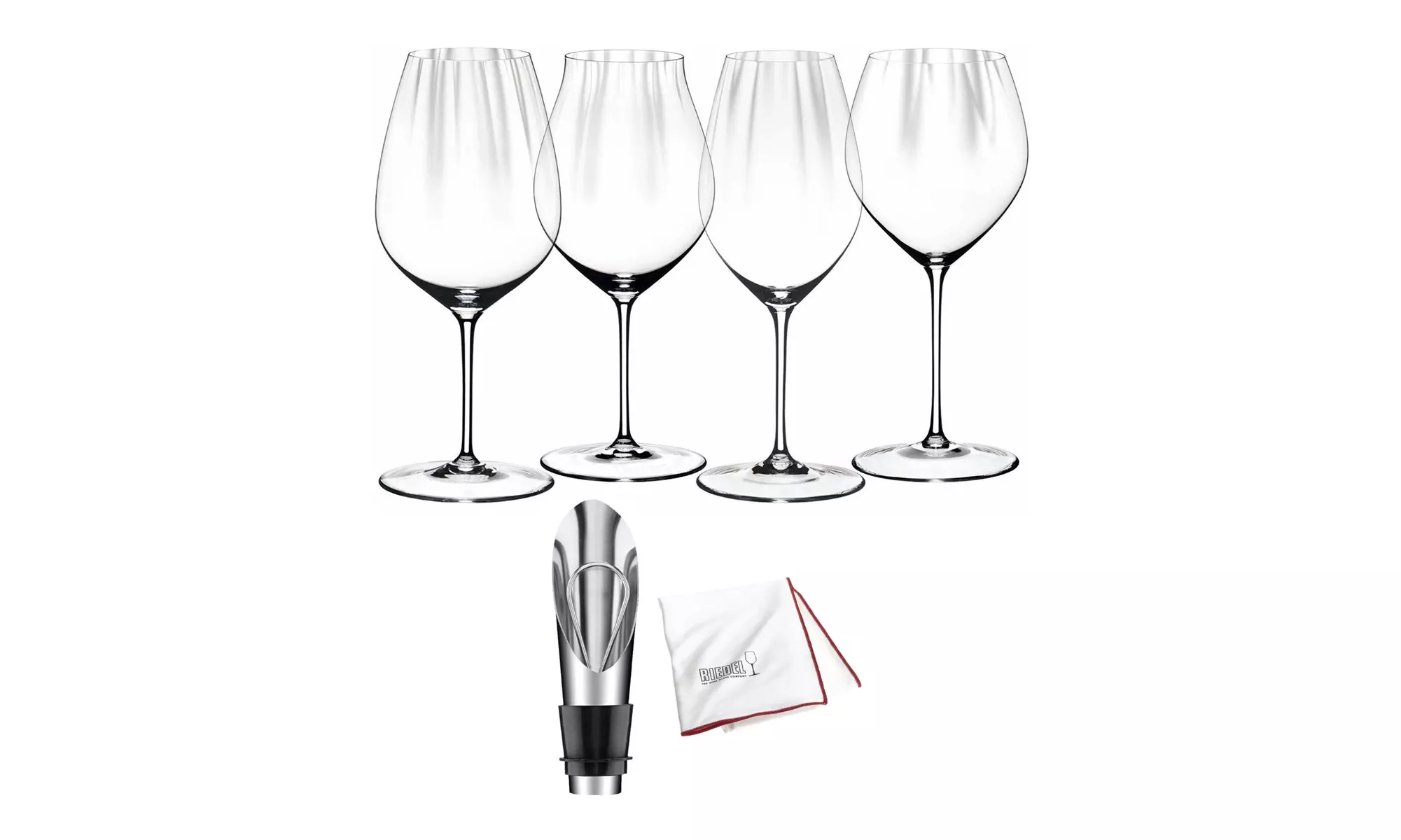 Riedel Performance Wine Glasses (4-Pack) with Wine Pourer and Polishing Cloth - Primary Image