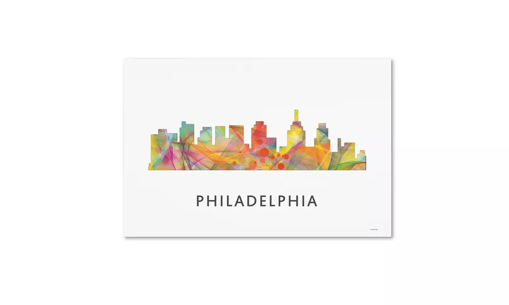 Marlene Watson 'Philadelphia Skyline WB-1' Canvas Art - Primary Image