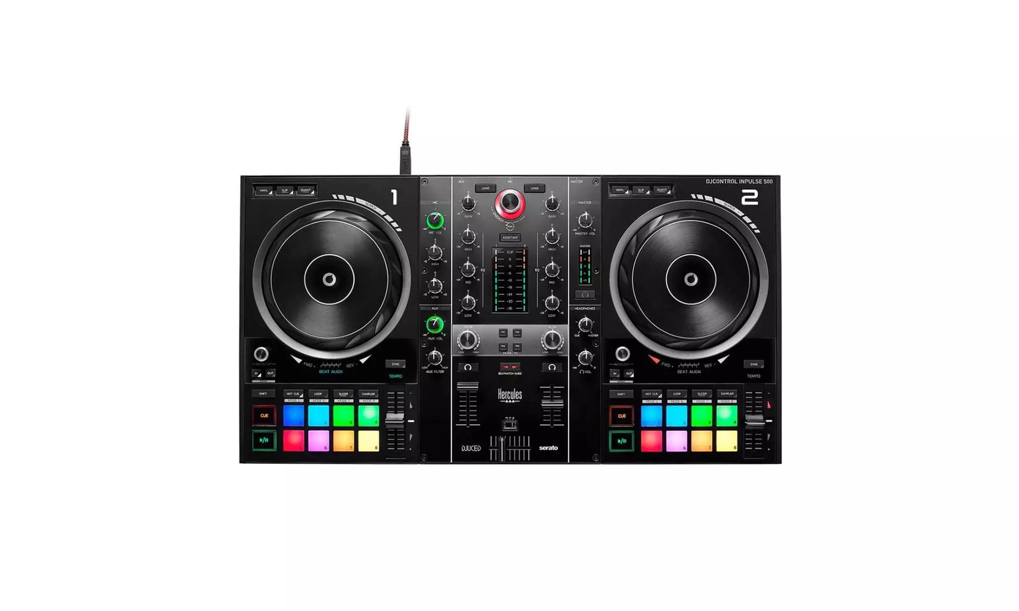 Hercules DJControl Inpulse 500 2-Deck USB DJ Controller with Stand Bundle - Second Medium