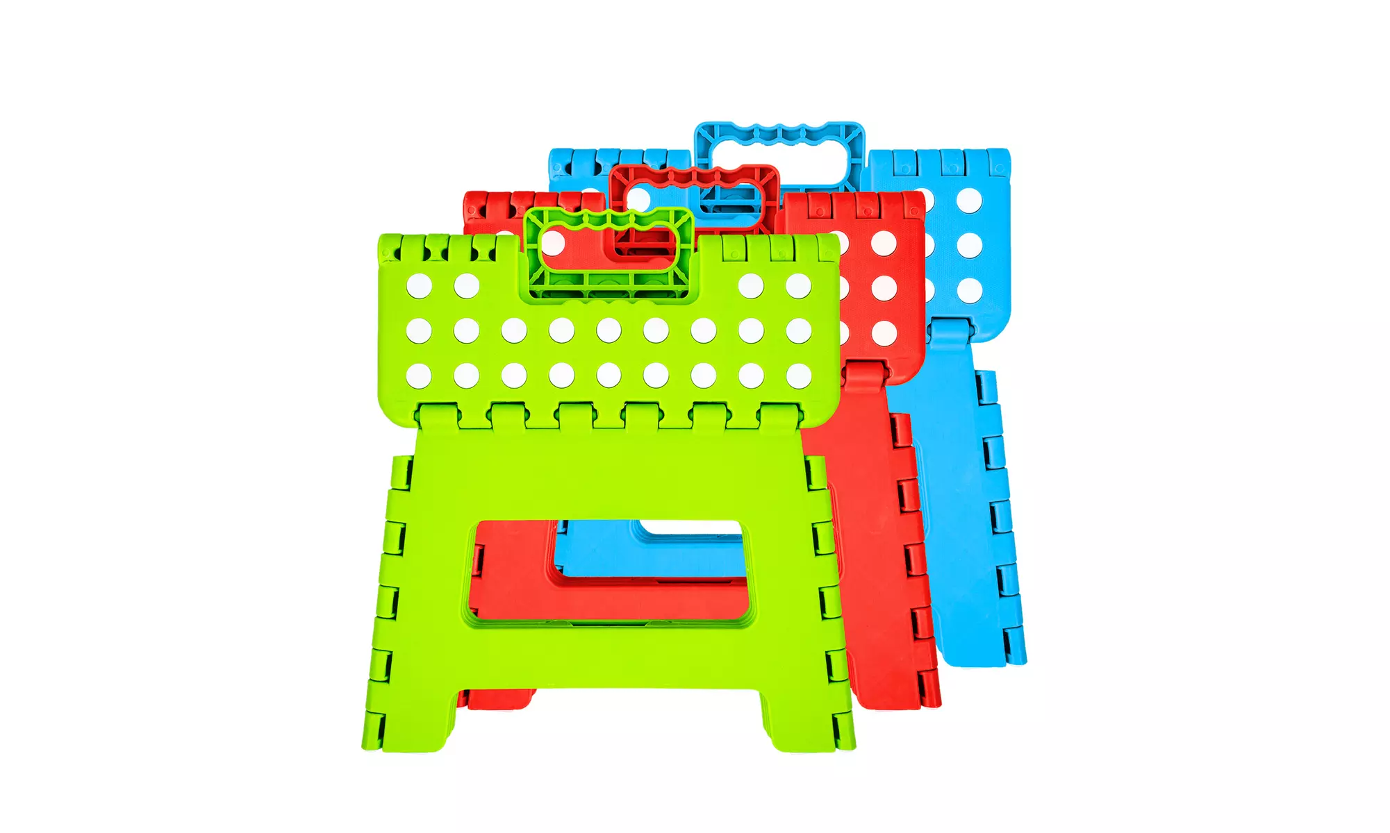 Kid-Friendly Heavy Duty Plastic Stepping Stool (Green, Blue, and Red) - Second Medium