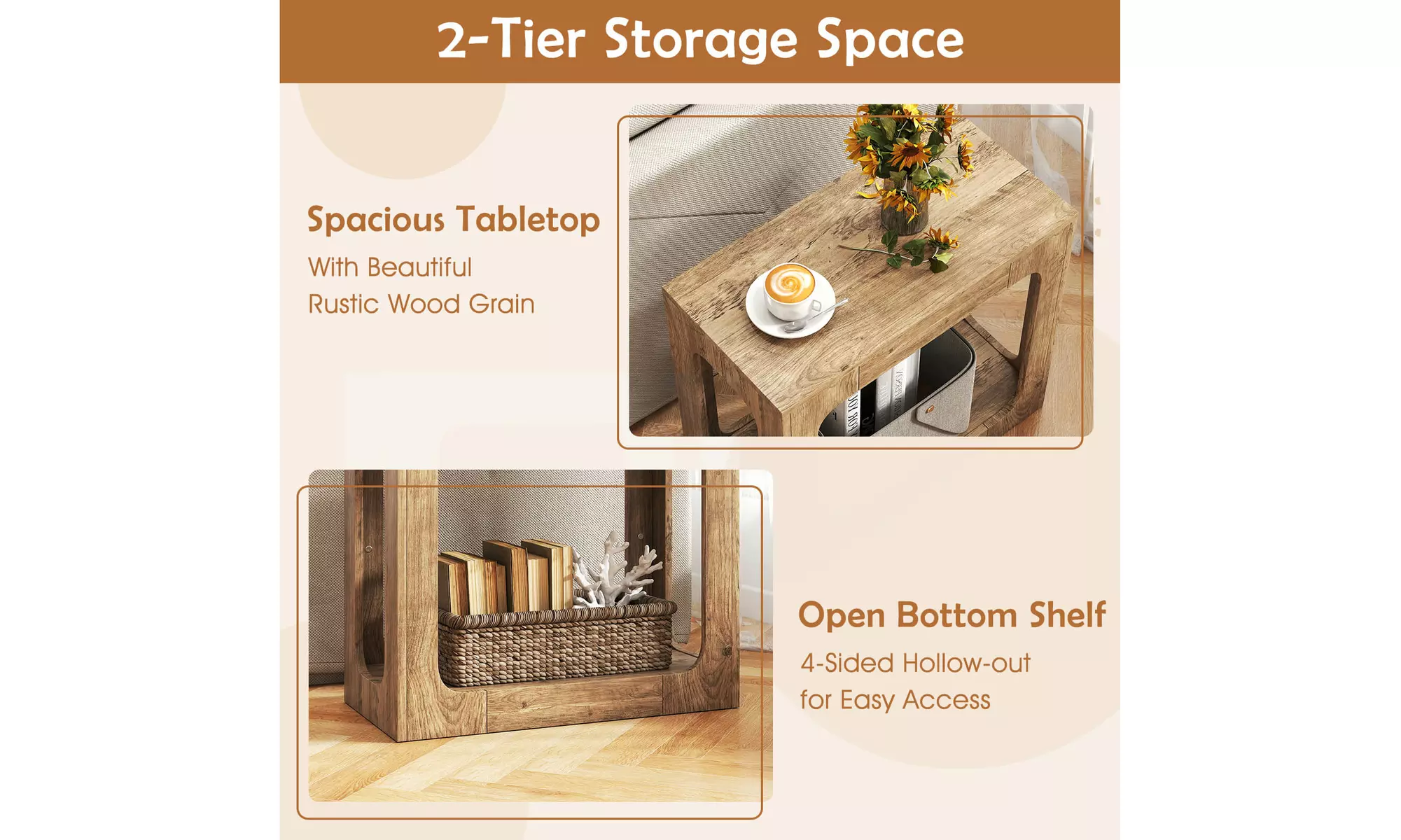 One or Two Costway 2-Tier End Table with Storage Shelf